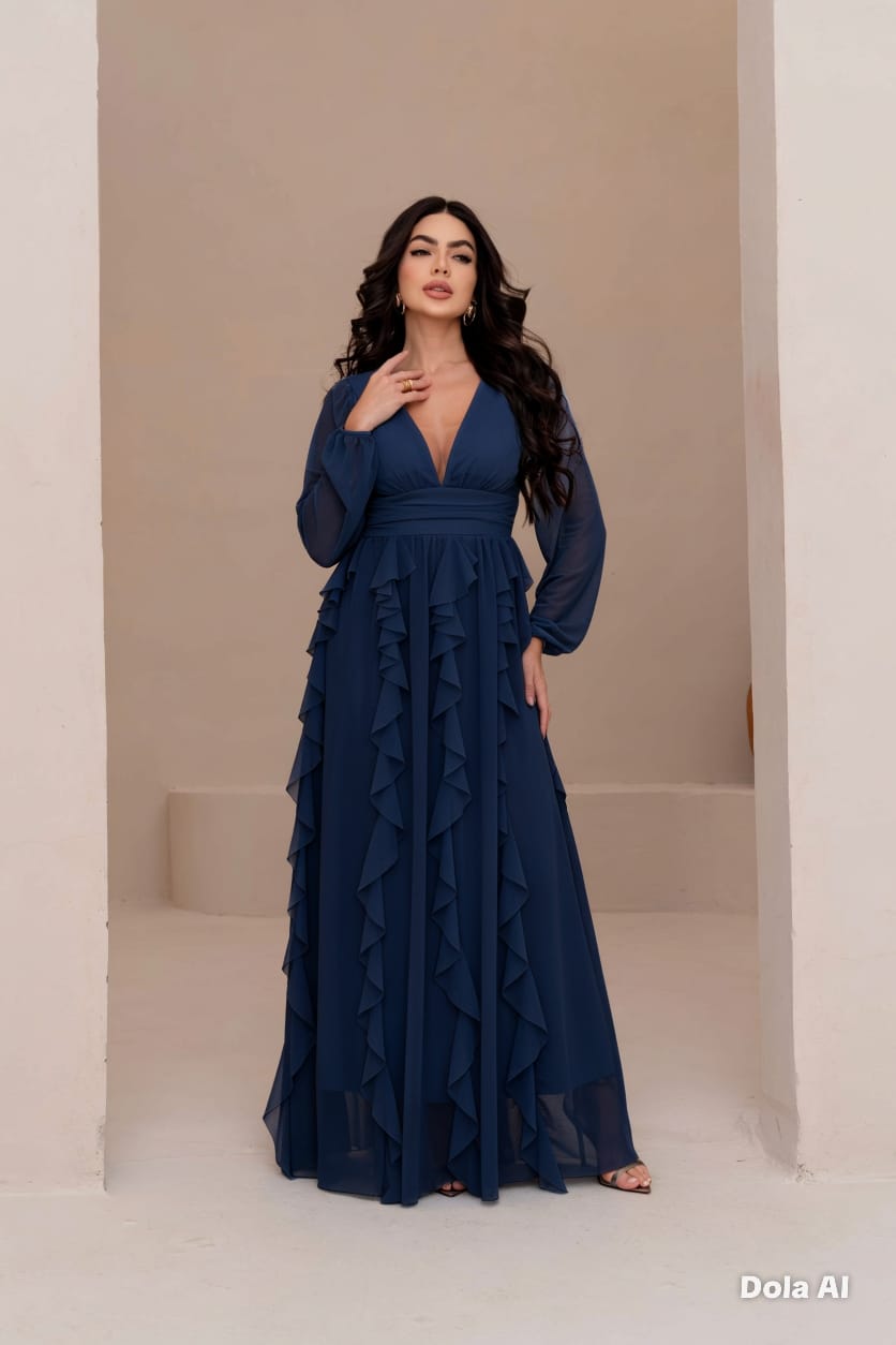 Vestido De Tule Seria Com Manga - Imagem 4